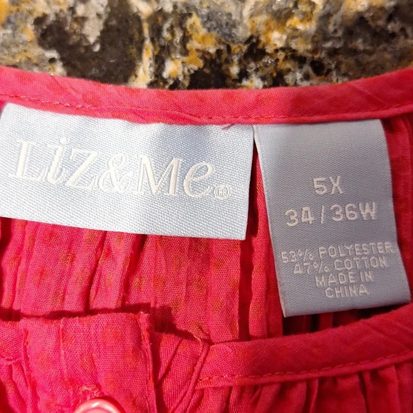 L womens Liz & Me casual short sleeve button stretch plus size top 5X like new - Picture 3 of 3